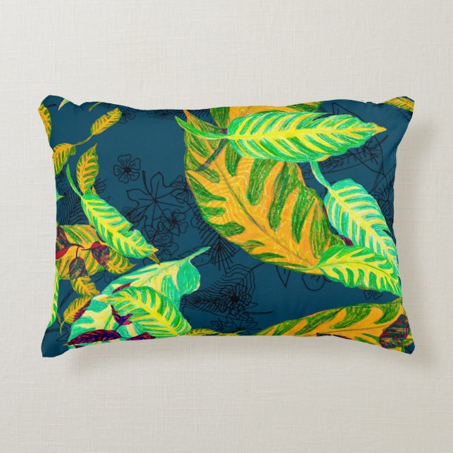 Tropical Tie Dye Blue Gouache. Tropical Pattern. G Accent Pillow (Front)