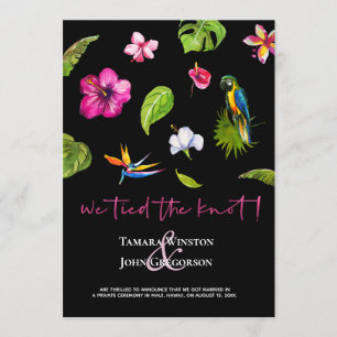 Tropical  Tied The Knot Just Married Reception Invitation