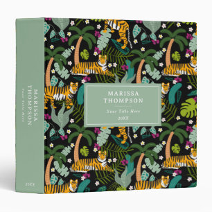 Tropical Tiger Black Botanical Jungle Safari Binder