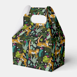 Tropical Tiger Black Botanical Jungle Safari Cats Favor Box