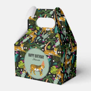 Tropical Tiger Botanical Jungle Safari Birthday Favor Box