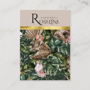 Tropical tiger jungle pink flower Earring Display Business Card