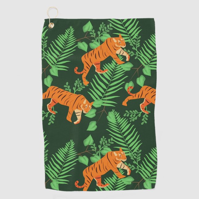 Tropical Tiger Lovers  Golf Towel (Front)