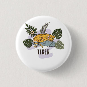 Tropical Tiger Rest 1 Inch Round Button