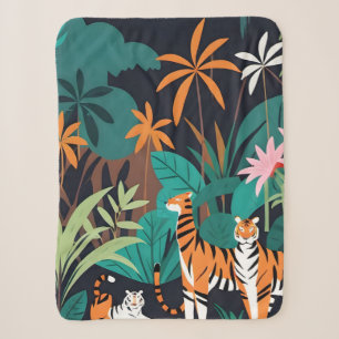 Tropical Tiger Trio Sherpa Blanket