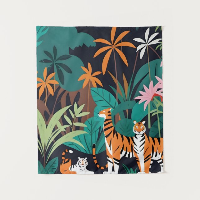 Tropical Tiger Trio Tapestry (Front)