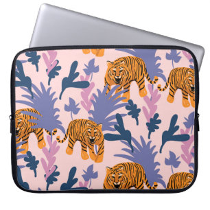 Tropical Tigers Jungle Vintage Pattern Laptop Sleeve