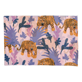 Tropical Tigers Jungle Vintage Pattern Pillowcase