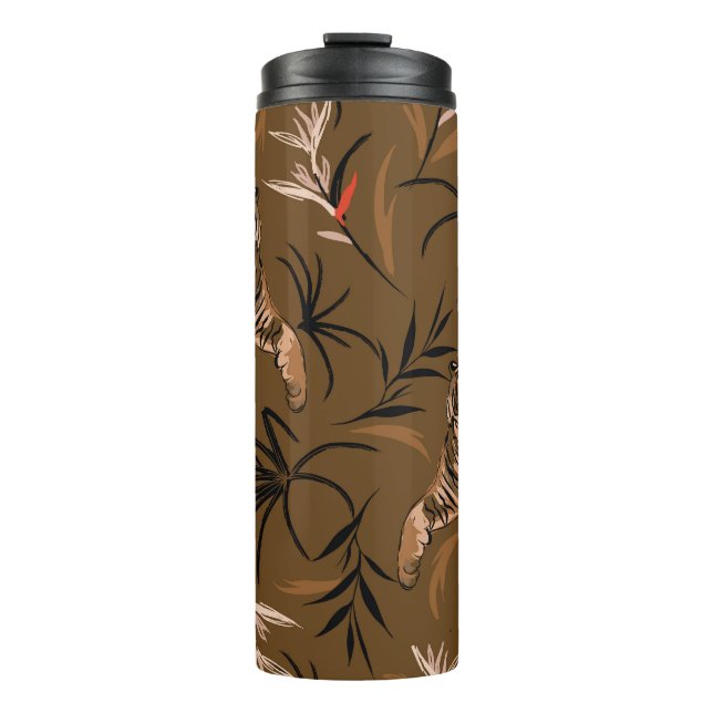 Tropical Tigers Paradise Flower Pattern Thermal Tumbler (Front)