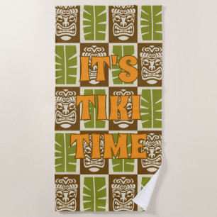 Tropical Tiki Bar Tiki Time Beach Towel