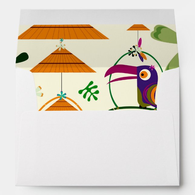 Tropical Tiki Birds Hawaiian Luau Party Envelope (Back (Bottom))