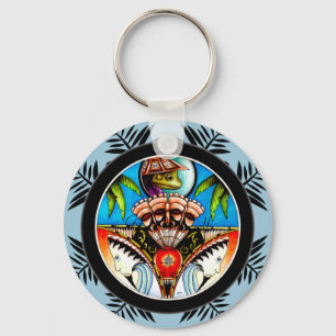 Tropical Tiki Frog Keychain