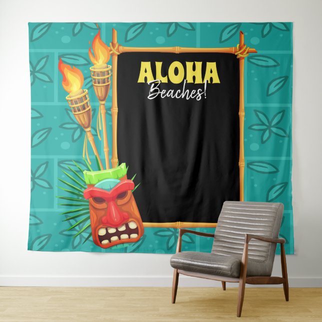Tropical Tiki Summer Luau Party Photo Backdrop Tapestry (In Situ (Horizontal))