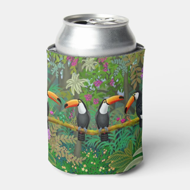 Tropical Toco Toucan Birds Can Cooler (Can Front)
