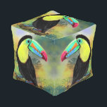 Tropical Toco Toucan Pouf<br><div class="desc">Exotic Tropical Toco Toucan Bird Poufs - MIGNED Painting</div>