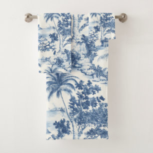 Tropical Toile De Jouy Bath Towel Set