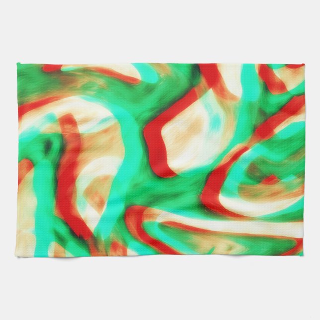 Tropical Tones Waves Abstract Art Kitchen Towel (Horizontal)