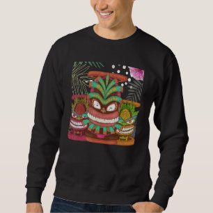 Tropical Totem Hawaiian Tiki Mask Polynesian Statu Sweatshirt