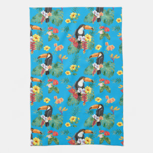 Tropical Toucan and Flowers Kitchen Towel