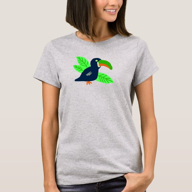 Tropical Toucan And Leaves T-Shirt (Front)