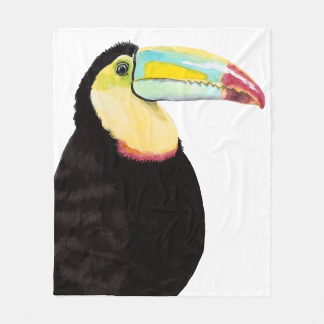 Tropical Toucan Bird Fleece Blanket (Front)