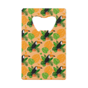 Tropical Toucan Bird Seamless Pattern Credit Card Bottle Opener