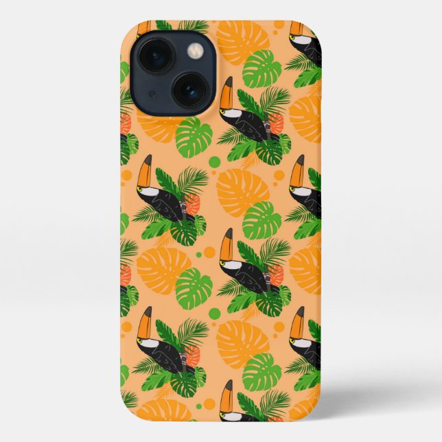 Tropical Toucan Bird Seamless Pattern iPhone Case (Back)