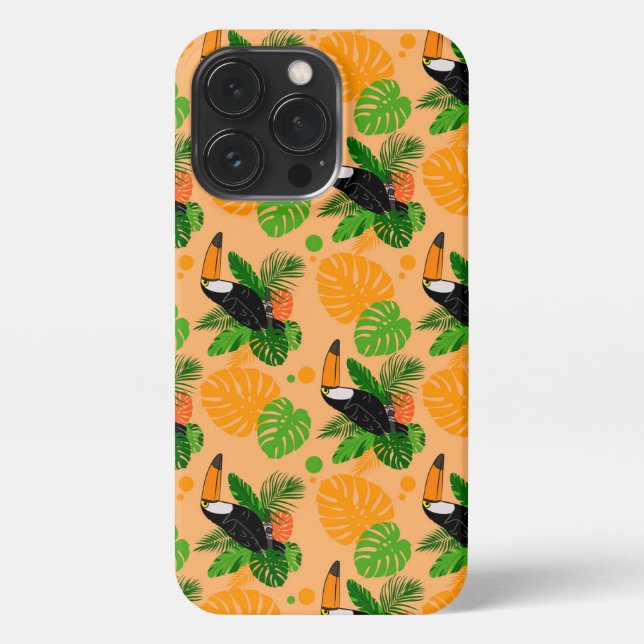 Tropical Toucan Bird Seamless Pattern iPhone Case (Back)