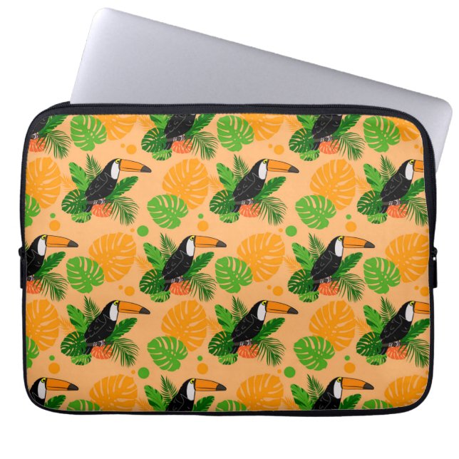 Tropical Toucan Bird Seamless Pattern Laptop Sleeve (Front)