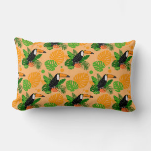 Tropical Toucan Bird Seamless Pattern Lumbar Pillow