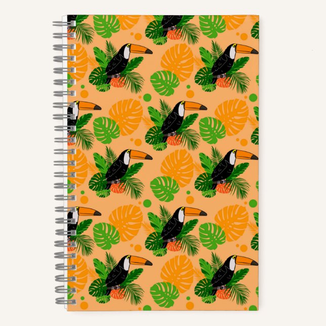 Tropical Toucan Bird Seamless Pattern Notebook (Front)