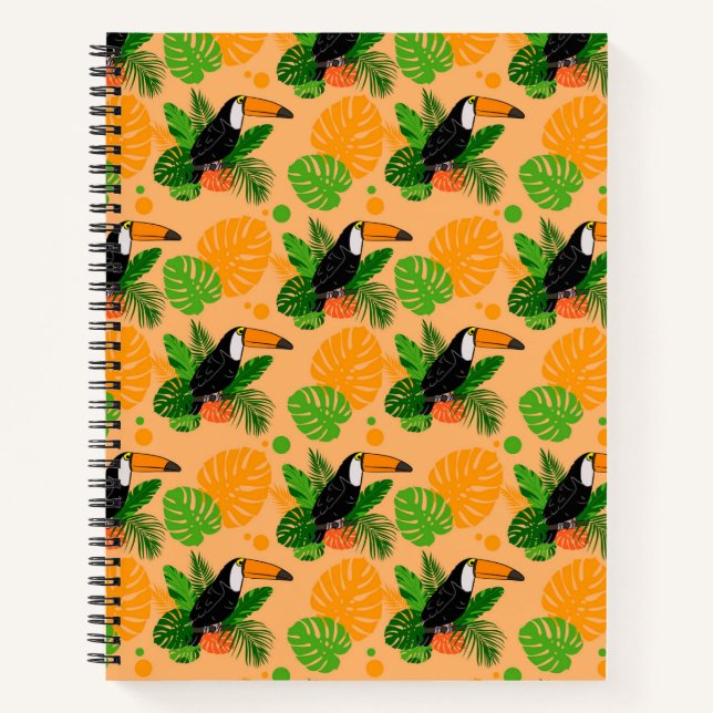 Tropical Toucan Bird Seamless Pattern Notebook (Front)