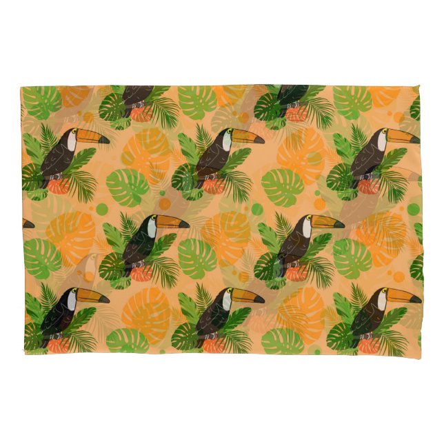 Tropical Toucan Bird Seamless Pattern Pillowcase (Front-Left)