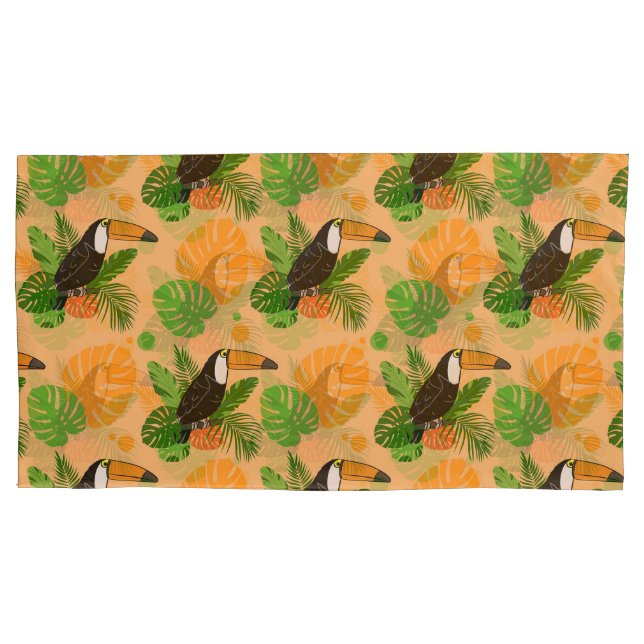 Tropical Toucan Bird Seamless Pattern Pillowcase (Front-Left)