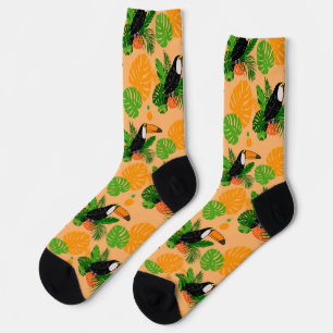 Tropical Toucan Bird Seamless Pattern Socks