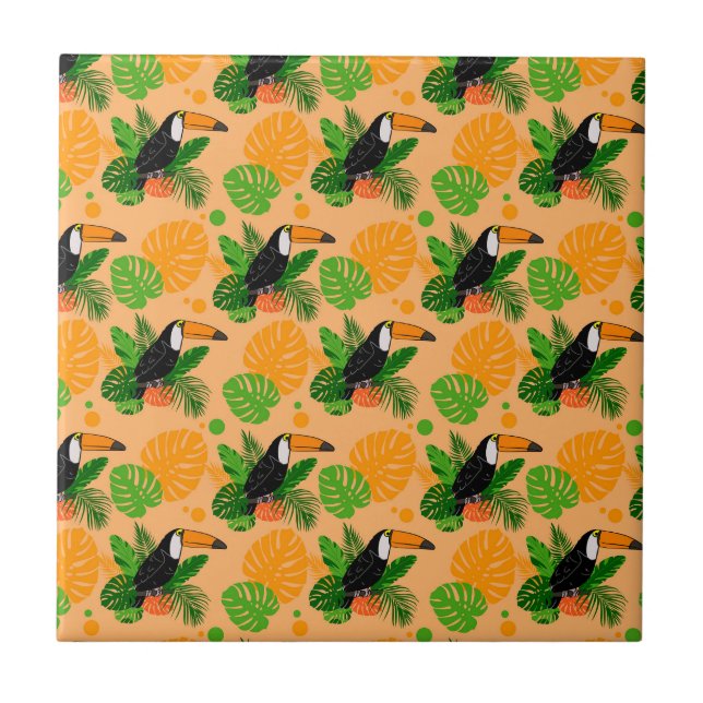 Tropical Toucan Bird Seamless Pattern Tile (Front)