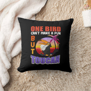 Tropical Toucan Bird Vintage Funny Toucan Bird Pun Throw Pillow