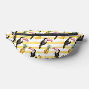 Tropical Toucan Bird Yellow Stripe Pattern Fanny Pack
