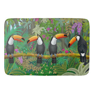Tropical Toucan Birds Bath Mat