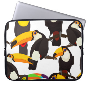 Tropical Toucan Birds Vintage Pattern Laptop Sleeve