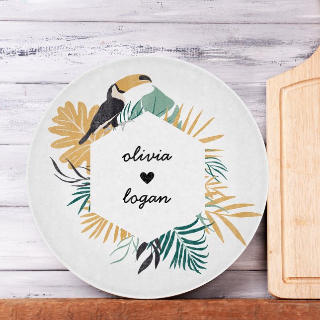Tropical Toucan Botanical Couple Cutting Board (Creator Uploaded)