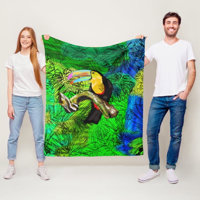 Tropical Toucan Fleece Blanket (In Situ)