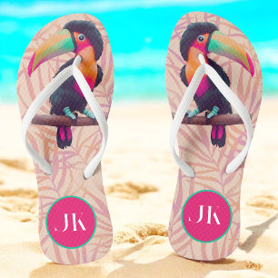 Tropical Toucan Flip Flops