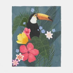 Tropical Toucan in the Wilderness Fleece Blanket