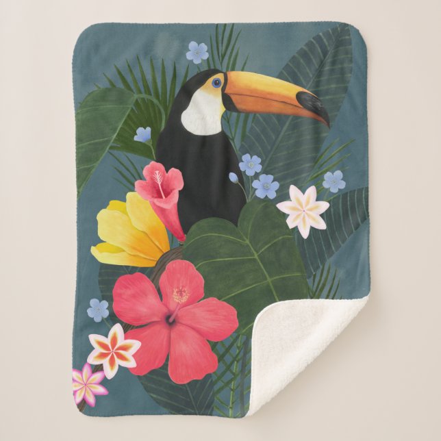 Tropical Toucan in the Wilderness Sherpa Blanket (Front)