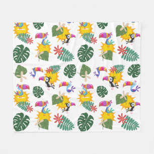 Tropical Toucan Medium Sized Fleece Blanket