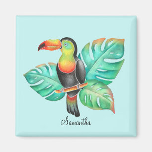 Tropical Toucan Parrot Personalized Magnet