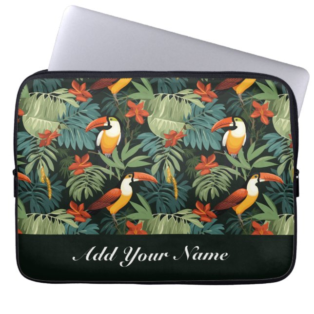 Tropical Toucan Pattern Laptop Sleeve (Front)