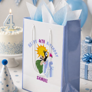 Tropical Toucan Personalized Happy Birthday Medium Gift Bag