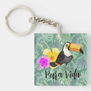 Tropical Toucan Pura Vida Design Keychain